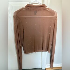 Wild Fable Sheer Tan Long Sleeve Blouse
